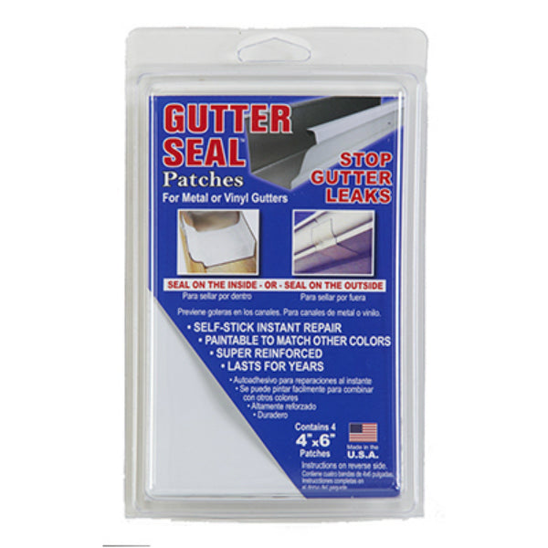 Gutter Seal™ GS46 Patches for Metal & Vinyl Gutters, White, 4" x 6", 4-Pack