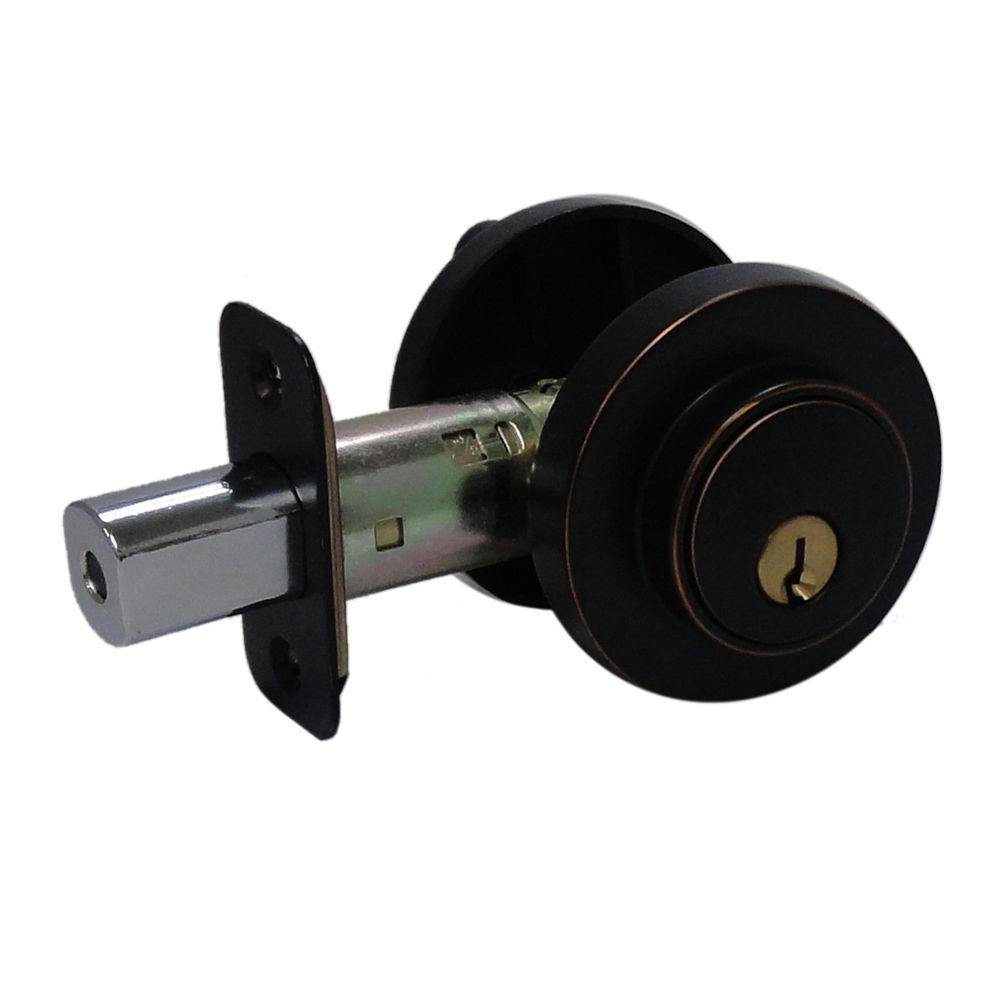 Taiwan Fu Hsing DA1X71-KA2 Contemporary Round Deadbolt, Aged Bronze