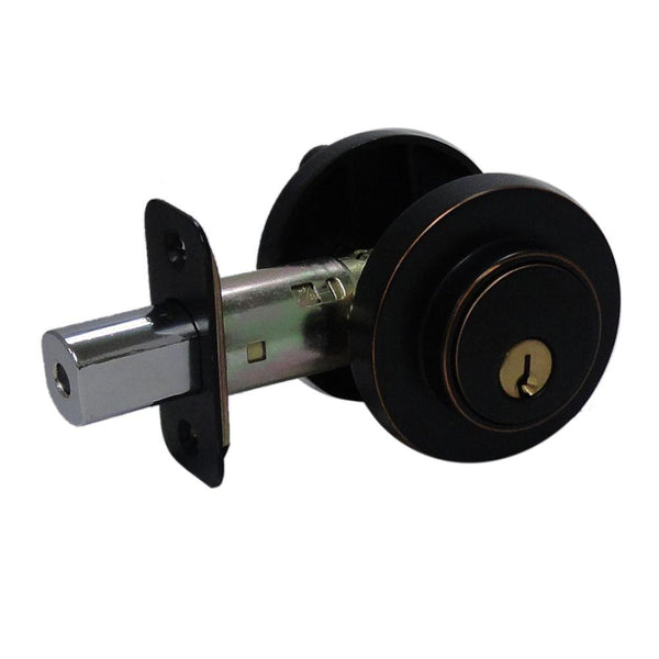 Taiwan Fu Hsing DA1X71-KA2 Contemporary Round Deadbolt, Aged Bronze