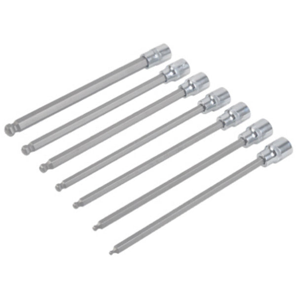 Master Mechanic DR71684A Metric 3/8" Drive Long Ball Hex Bit Socket Set, 7-Pc