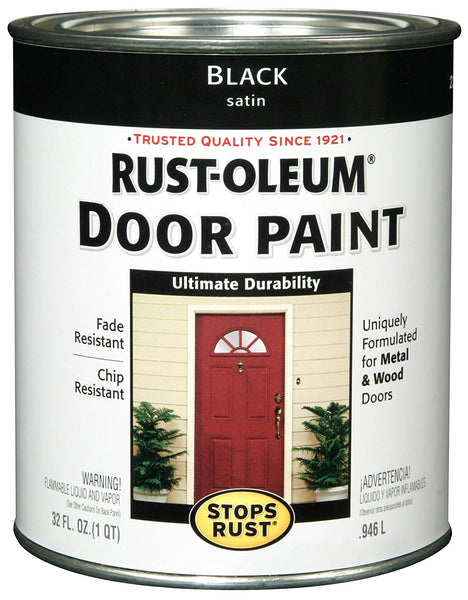 Rust-Oleum® 238310 Stops Rust® Oil-Based Door Paint, Black, Satin, 1-Qt