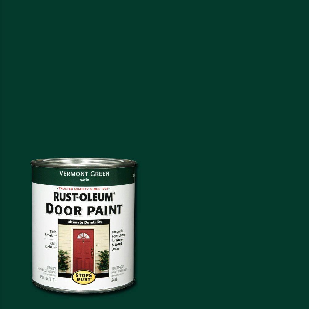 Rust-Oleum® 238316 Stops Rust® Oil-Based Door Paint, Vermont Green, Satin, 1-Qt