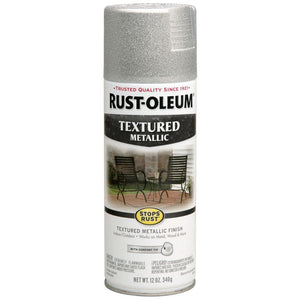 Rust-Oleum® 251053 Stops Rust® Textured Metallic Spray Paint, Silver, 12 Oz