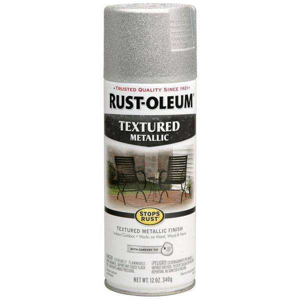 Rust-Oleum® 251053 Stops Rust® Textured Metallic Spray Paint, Silver, 12 Oz