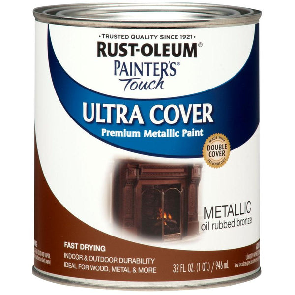 Rust-Oleum 254101 Painter's Touch Ultra Cover Metallic Paint, O-Rub Bronze, 1 Qt