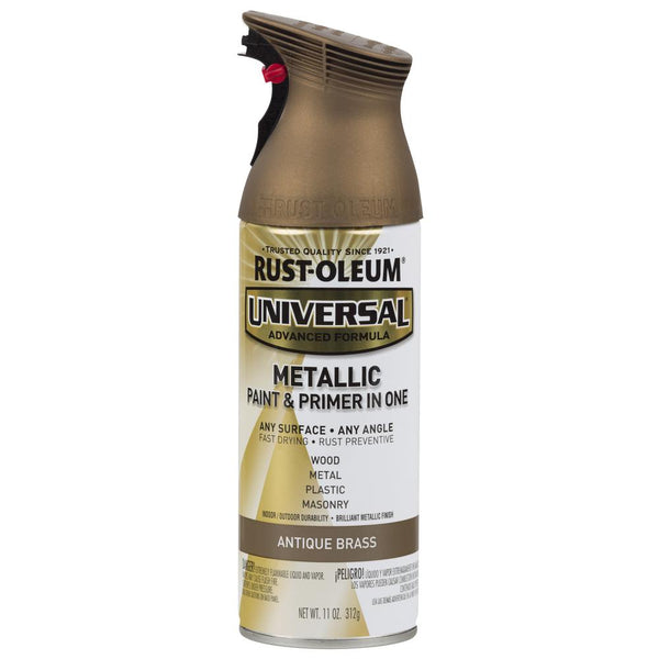 Rust-Oleum® 260728 Universal® Metallic Spray Paint & Primer, Antique Brass, 11 Oz