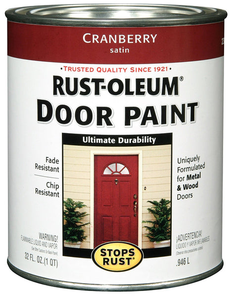 Rust-Oleum® 238314 Stops Rust® Oil-Based Door Paint, Cranberry, Satin, 1-Qt