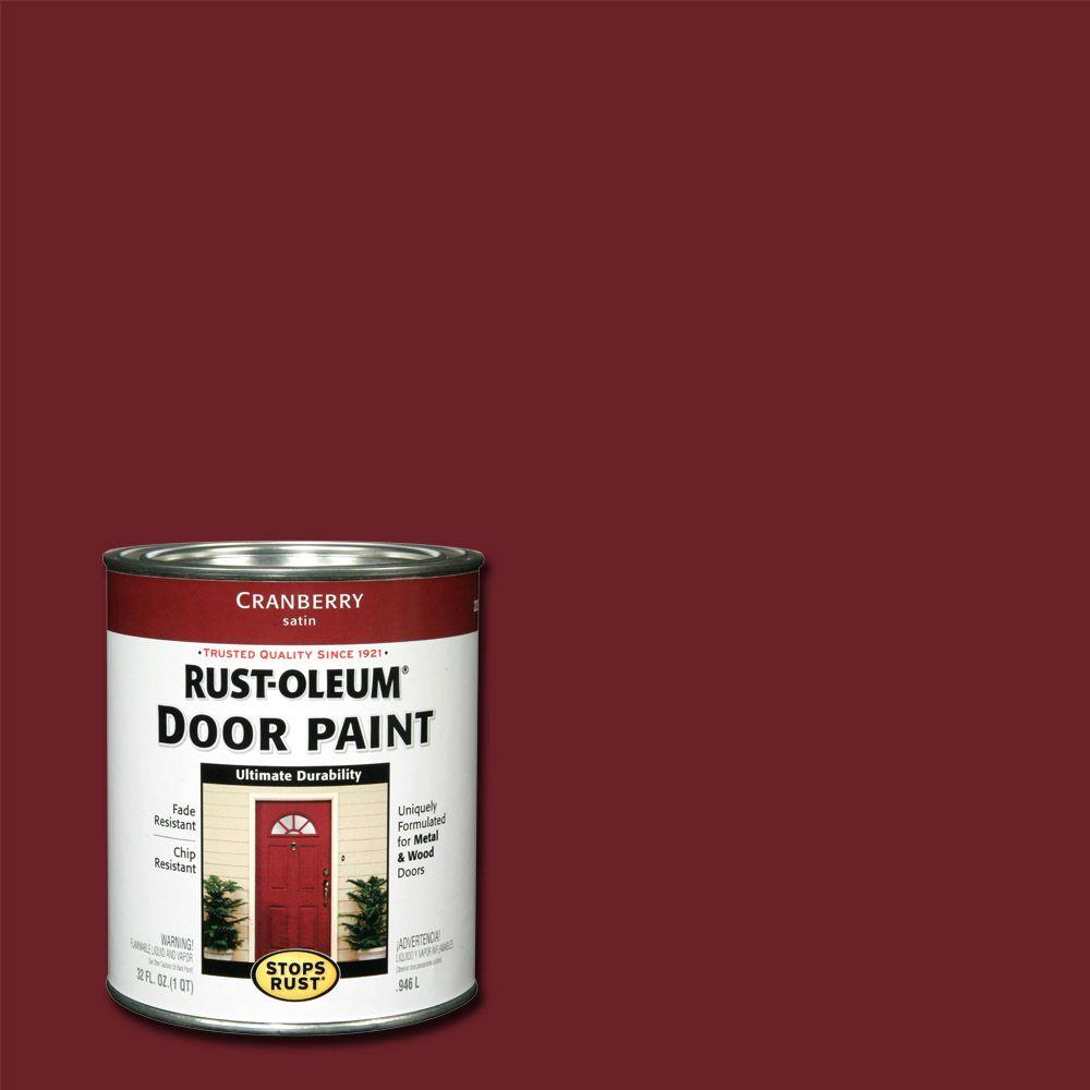 Rust-Oleum® 238314 Stops Rust® Oil-Based Door Paint, Cranberry, Satin, 1-Qt