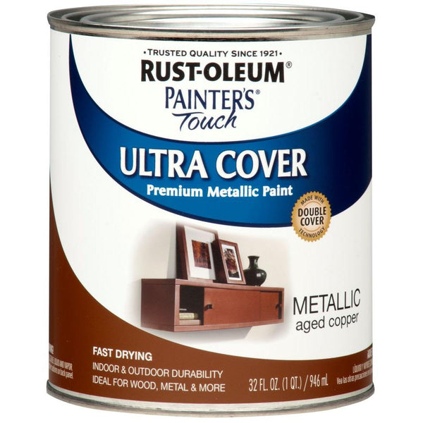 Rust-Oleum 258203 Painter's Touch Ultra Cover Metallic Paint, Aged Copper, 1 Qt