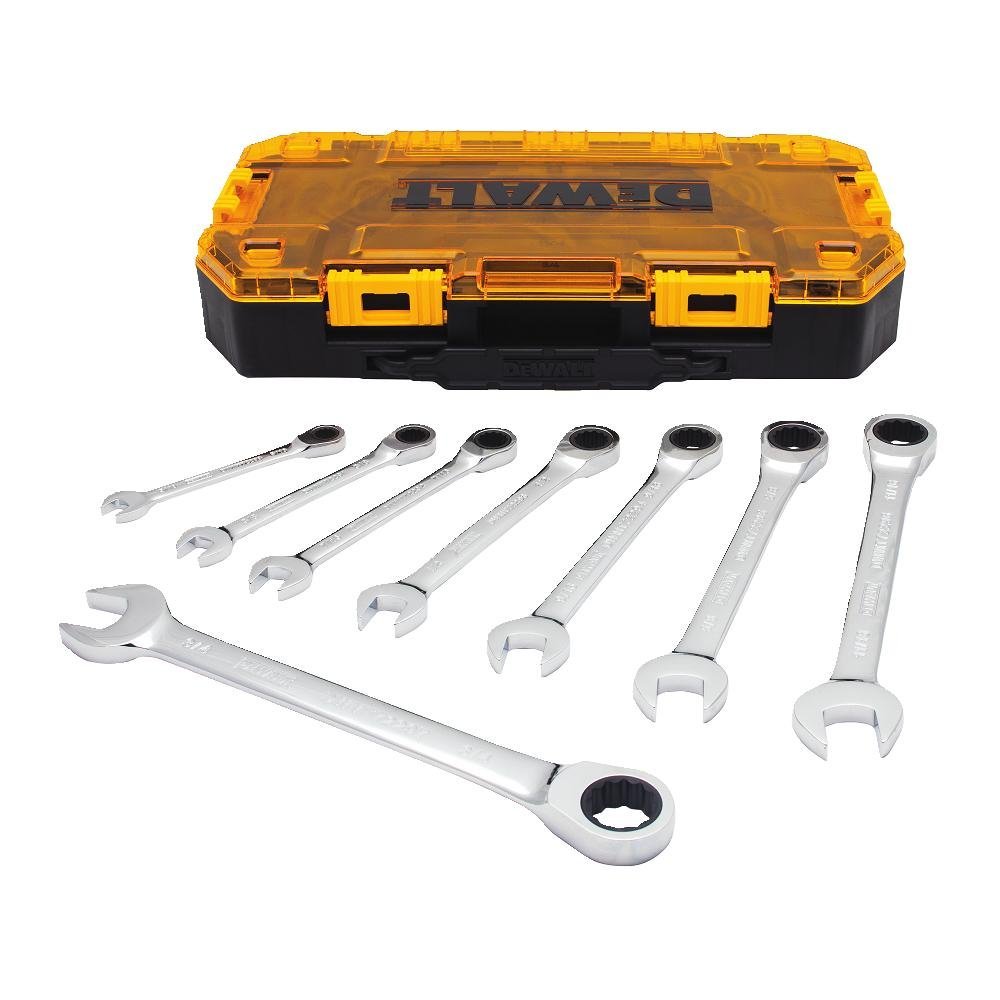 DeWalt® DWMT74733 SAE Ratcheting Combination Wrench Set, 8-Piece