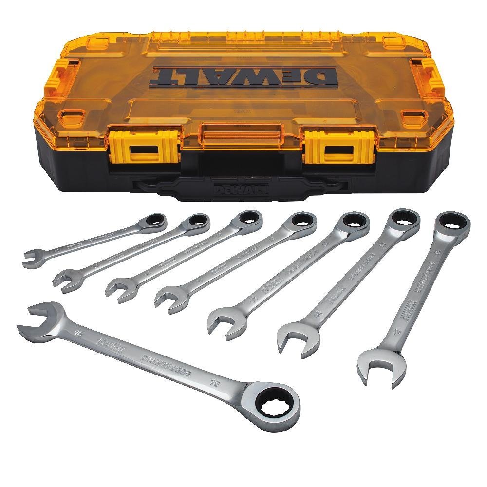 DeWalt® DWMT74734 Metric Ratcheting Combination Wrench Set, 8-Piece