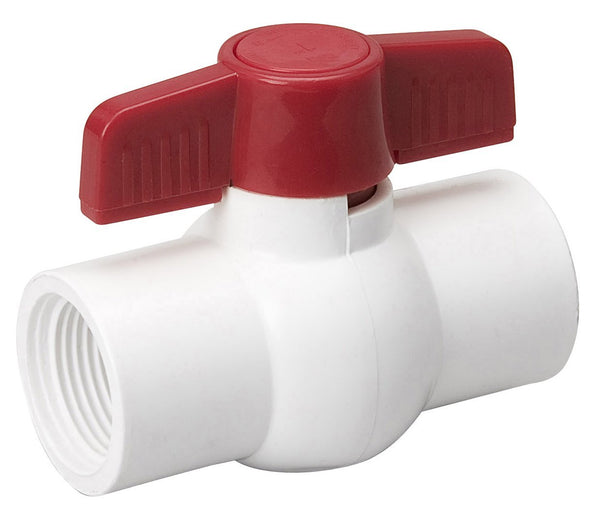 ProLine® 107-137 PVC Schedule 40 Threaded Ball Valve, White, 150 PSI, 1-1/2"