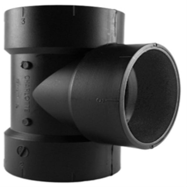 Charlotte Pipe ABS004410800HA ABS/DWV All Hub Vent Tee, Black, 2"
