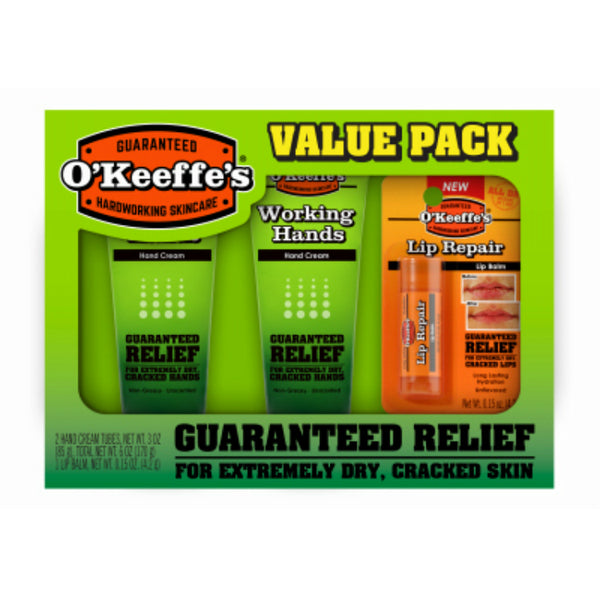 O'Keeffe's K0290012 Combo Working Hands Tubes & Lip Repair Value Pack, 3-Pack