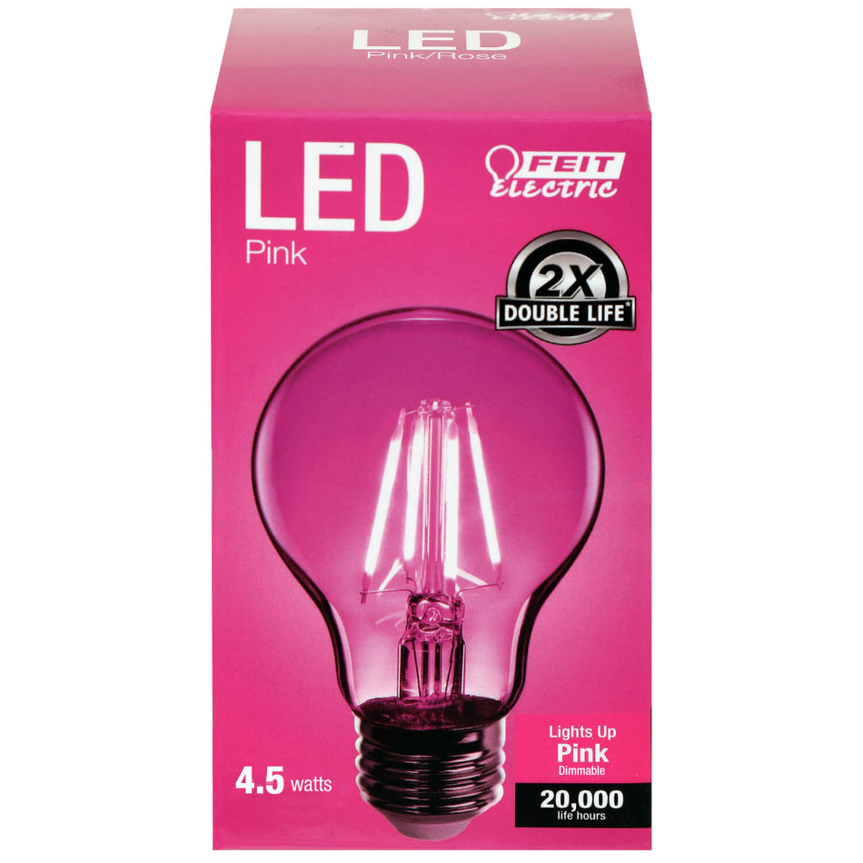 Feit Electric® A19/TPK/LED Clear Glass Pink LED Bulb, A19, 4.5 Watts