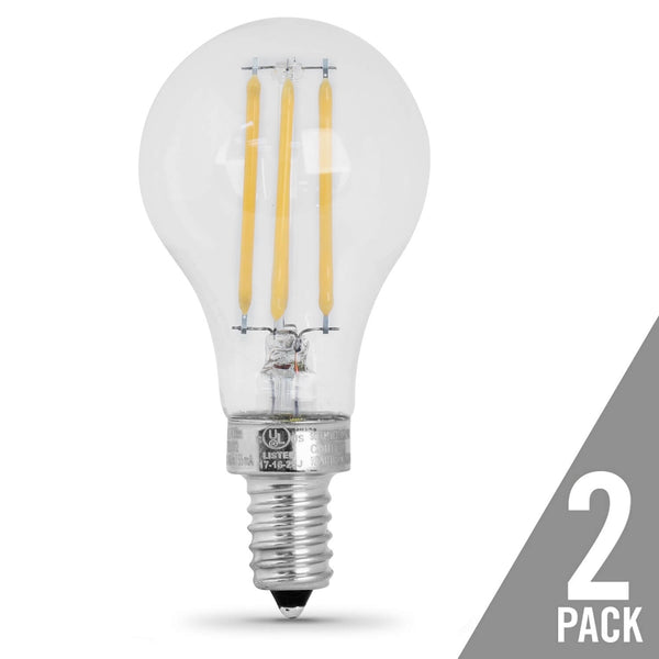 Feit Electric BPA1560C/827/LED/2 Dimmable LED Light Bulb, 2700K, 6 Watts, 2-Pack