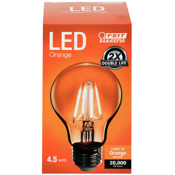 Feit Electric A19/TO/LED Dimmable A19 Clear Glass Orange Filament LED Bulb, 4.5W