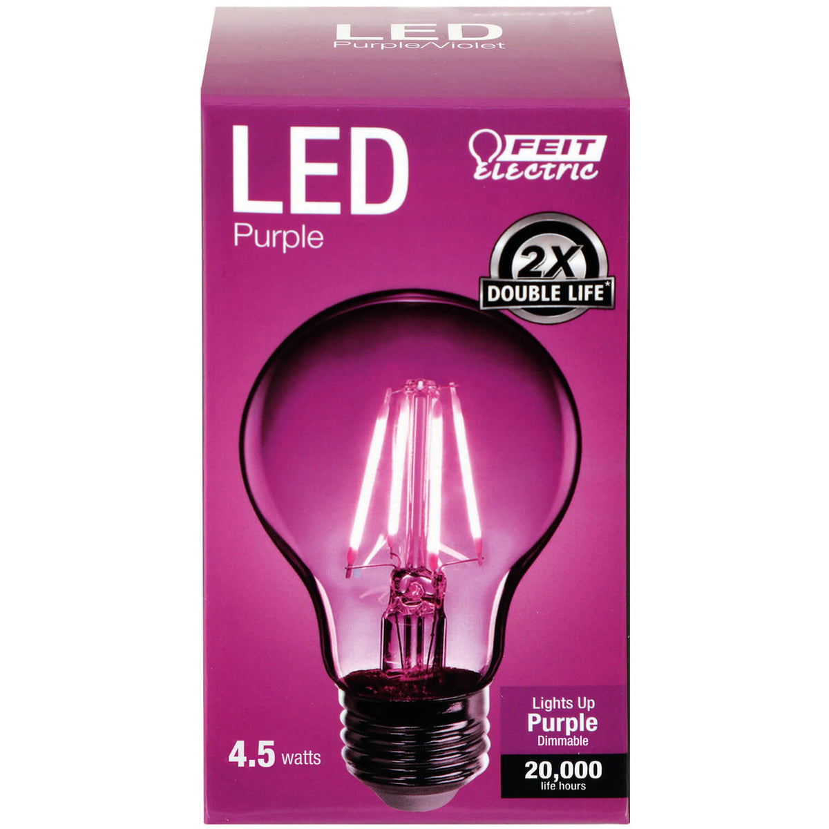 Feit Electric® A19/TP/LED Clear Glass Purple LED Bulb, A19, 4.5 Watts