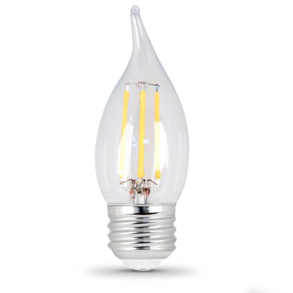 Feit Electric® BPEFC60/850/LED/2 Dimmable Flame Tip LED Bulb, Clear, 6W, 2-Pack