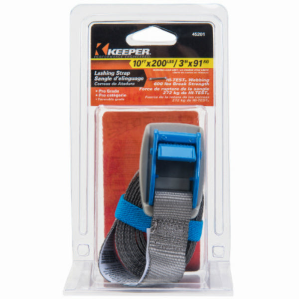 Keeper® 45201 Lashing Strap with Protective Pad, Blue, 1" x 10'