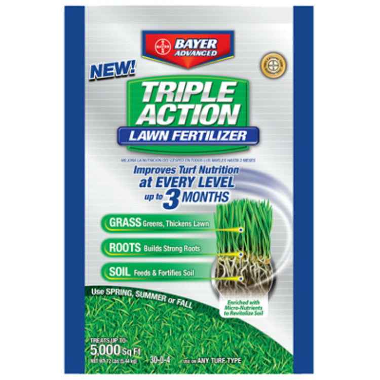 Bayer Advanced 704850S Triple Action Lawn Fertilizer Granules, 5000 Sq Ft, 12 Lb
