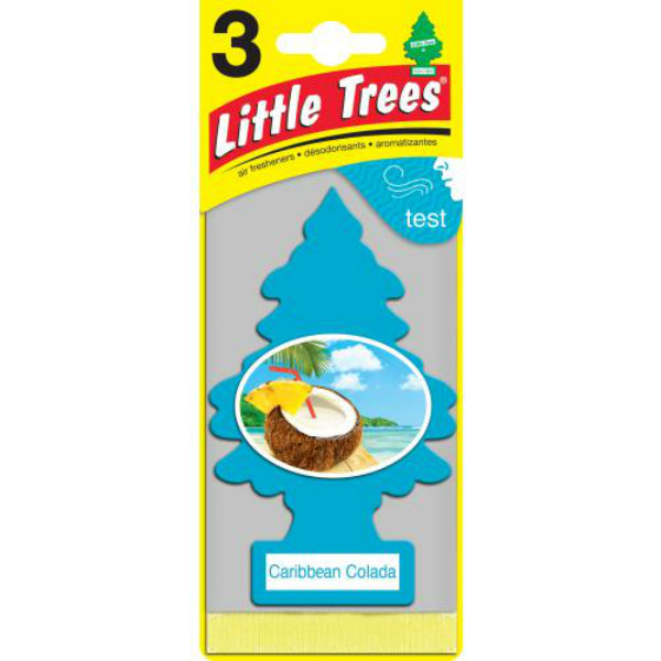 Little Trees™ U3S-32024 Pine Tree Auto Air Freshener, Caribbean Colada, 3-Pack
