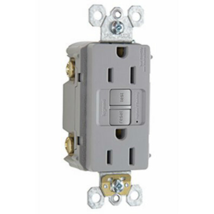 Legrand® 1597GRYCCD12 Self-Test GFCI Outlet w/ 3-Wire Grounding, Gray, 125V, 15A