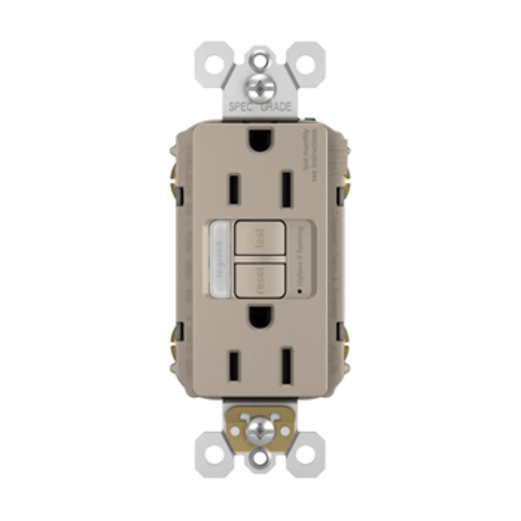 Legrand 1597NTLTRNICCD4 Tamper-Resistant Self-Test Night Light/GFCI, Nickel, 15A