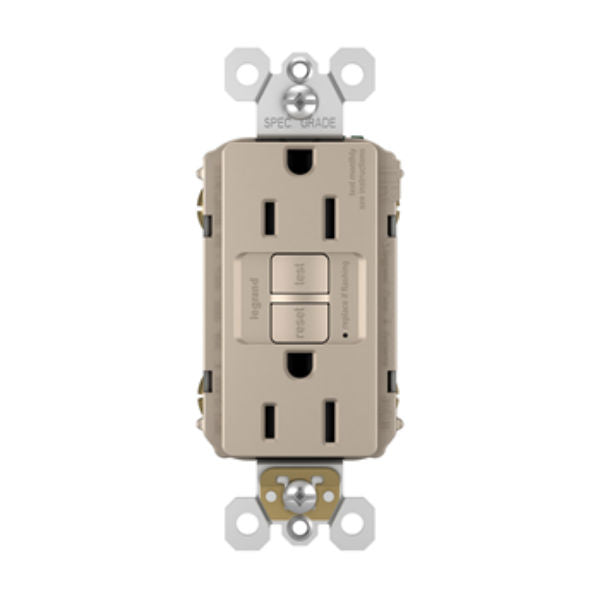 Legrand® 1597TRNICCD4 Tamper-Resistant Self-Test Duplex GFCI, Nickel, 125V, 15A