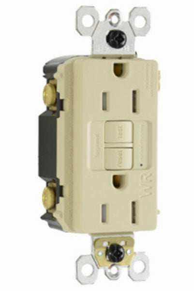 Pass & Seymour 1597TRWRICCD4 Self Testing & GFCI Receptacle, 15A, 125V, Ivory