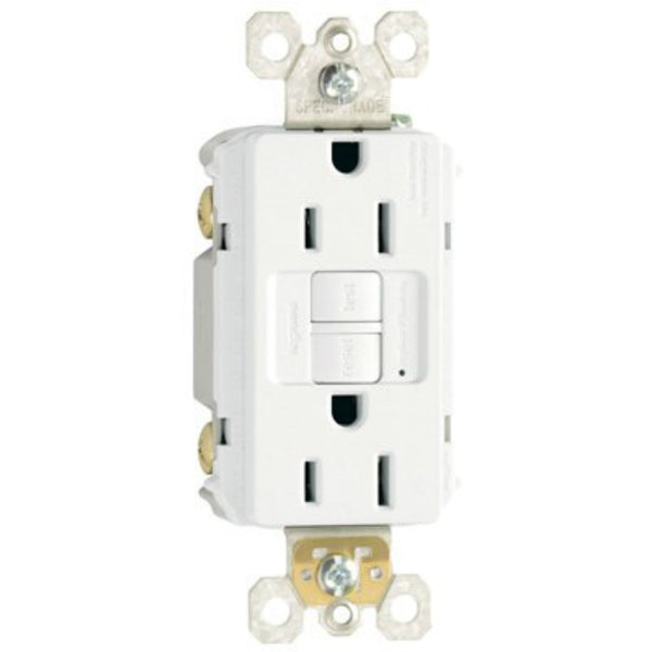 Legrand® 1597WCCD10 Self-Test GFCI Outlet w/ 3-Wire Grounding, White, 125V, 15A