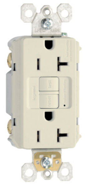 Pass & Seymour 2097LACCD12 Heavy Duty Self Testing GFCI Outlet, 20A, 125V, Light Almond