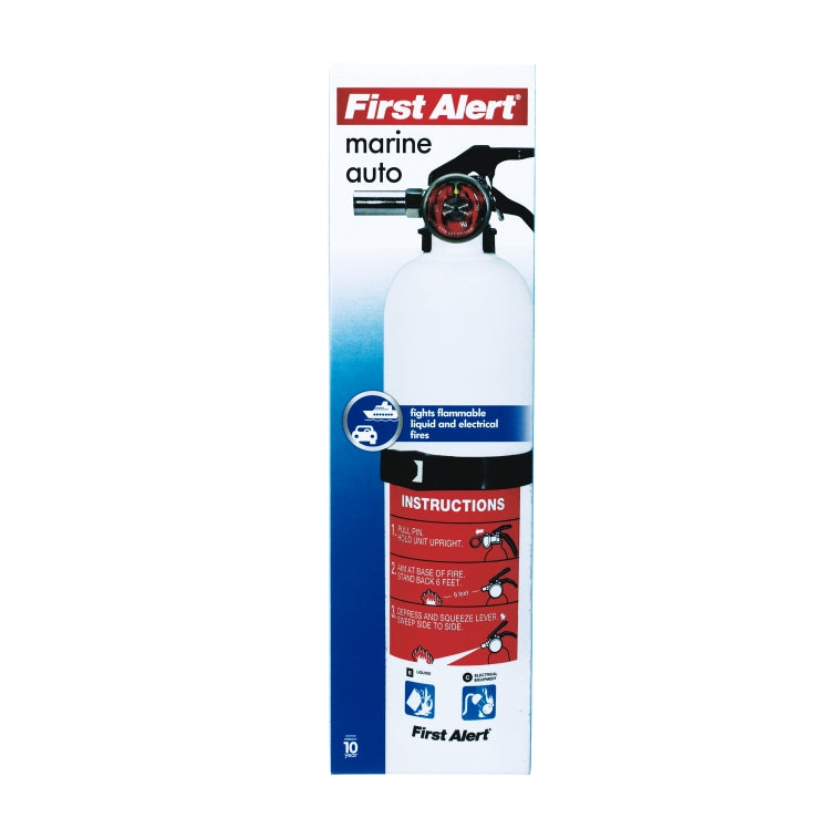 First Alert AUTOMAR10 Rechargeable Marine Fire Extinguisher UL Rate 10-B:C, 5 Lb