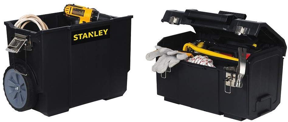 Stanley STST18612W Mobile Rolling Work Center, 1-Drawer, Plastic, Black