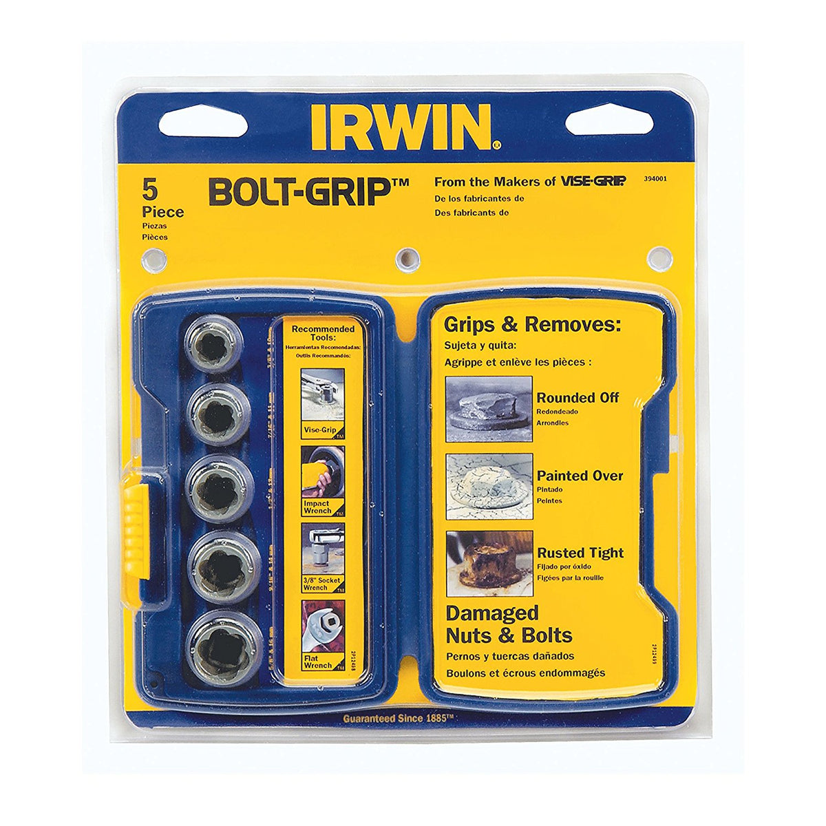 Irwin 394001 BOLT-GRIP Base Set with Plastic Case, 5-Pieces