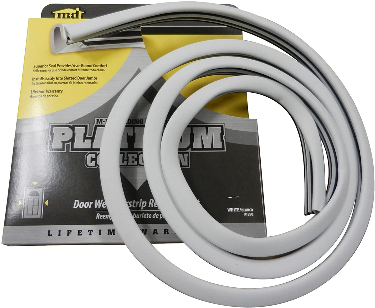 MD Building 91890 Platinum Collection Replacement Door Weatherstrip, White, 84"