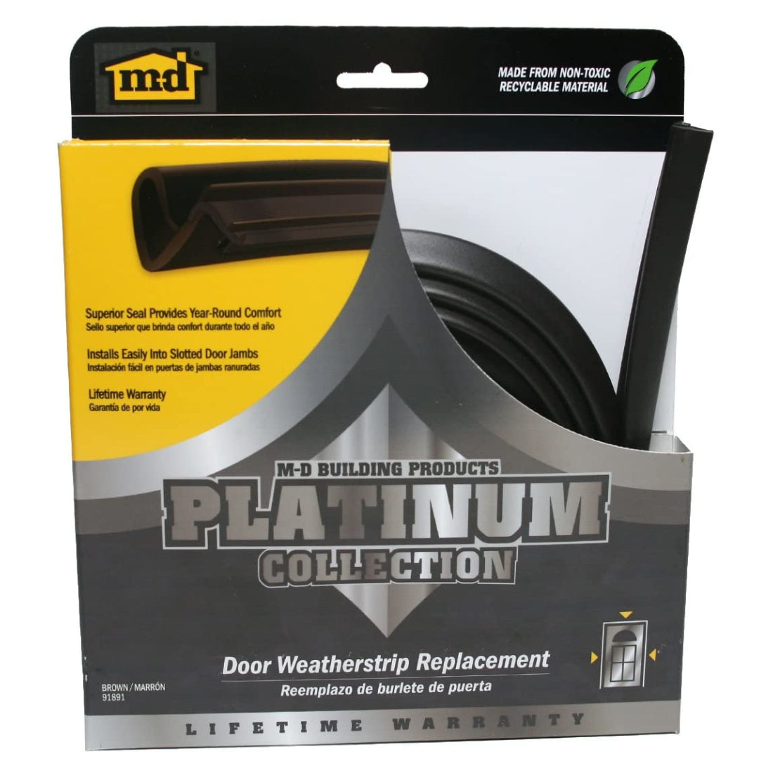 M-D Building 91891 Platinum Collection Replacement Door Weatherstrip, Brown, 84"