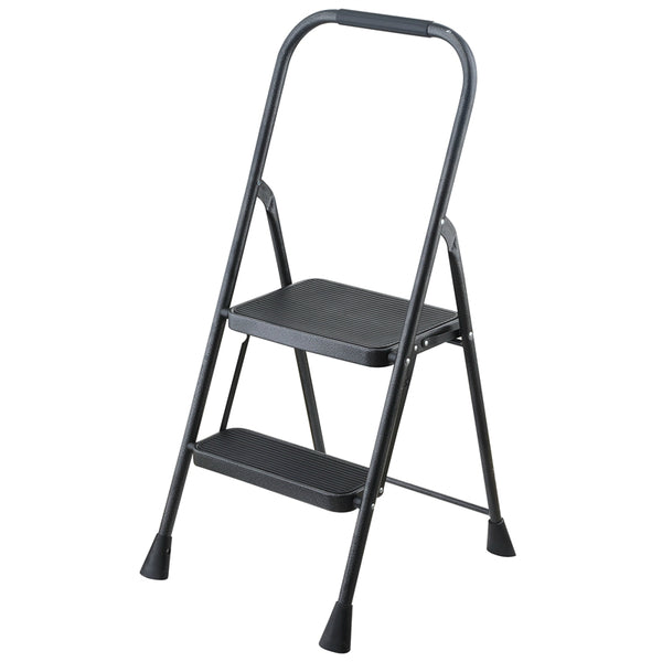 Simple Spaces HB2-2H Steel Type-3 Folding 2-Step Stool, Powder-Coated Gray
