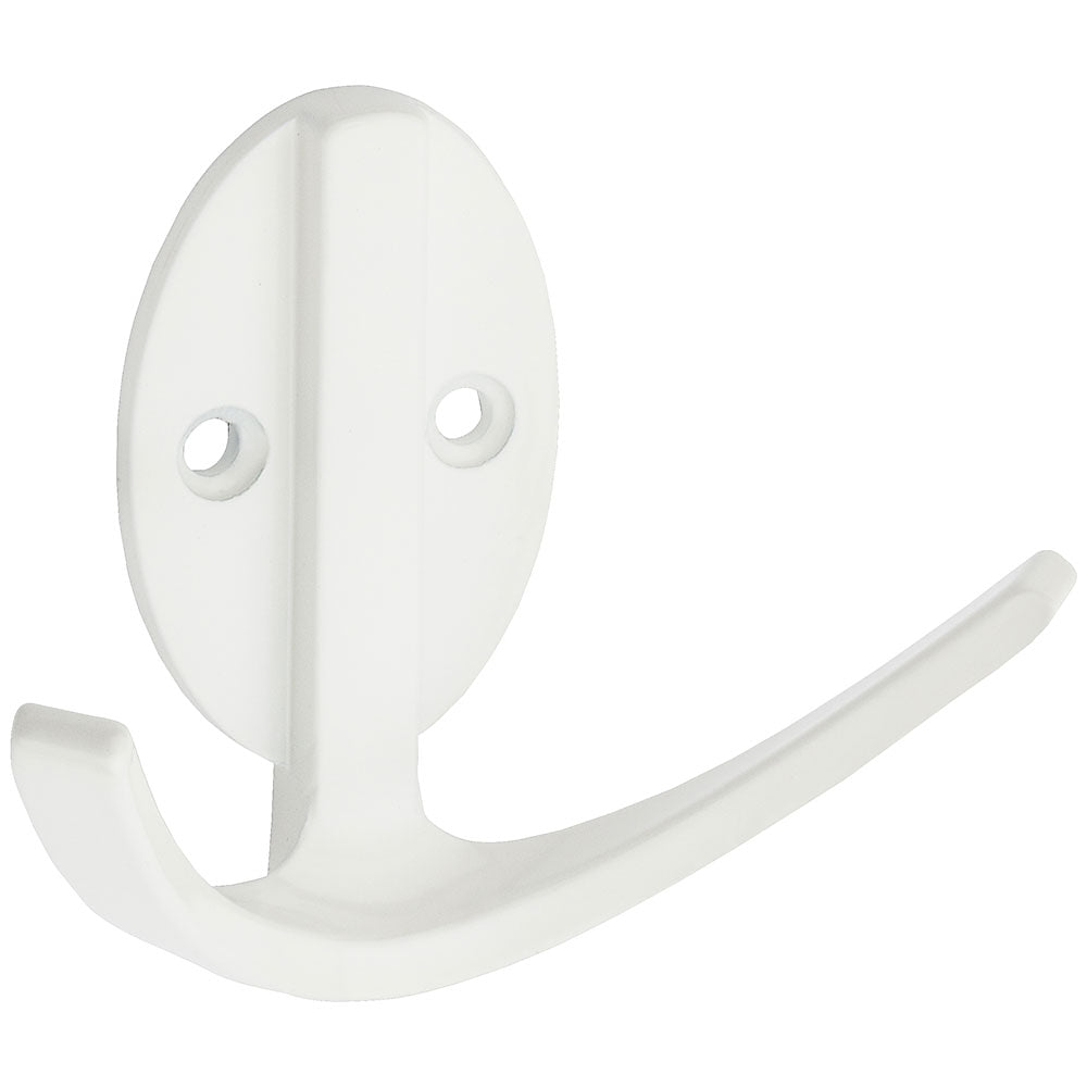 National Hardware N807-010 Modern Double Robe Hook, White, 3"