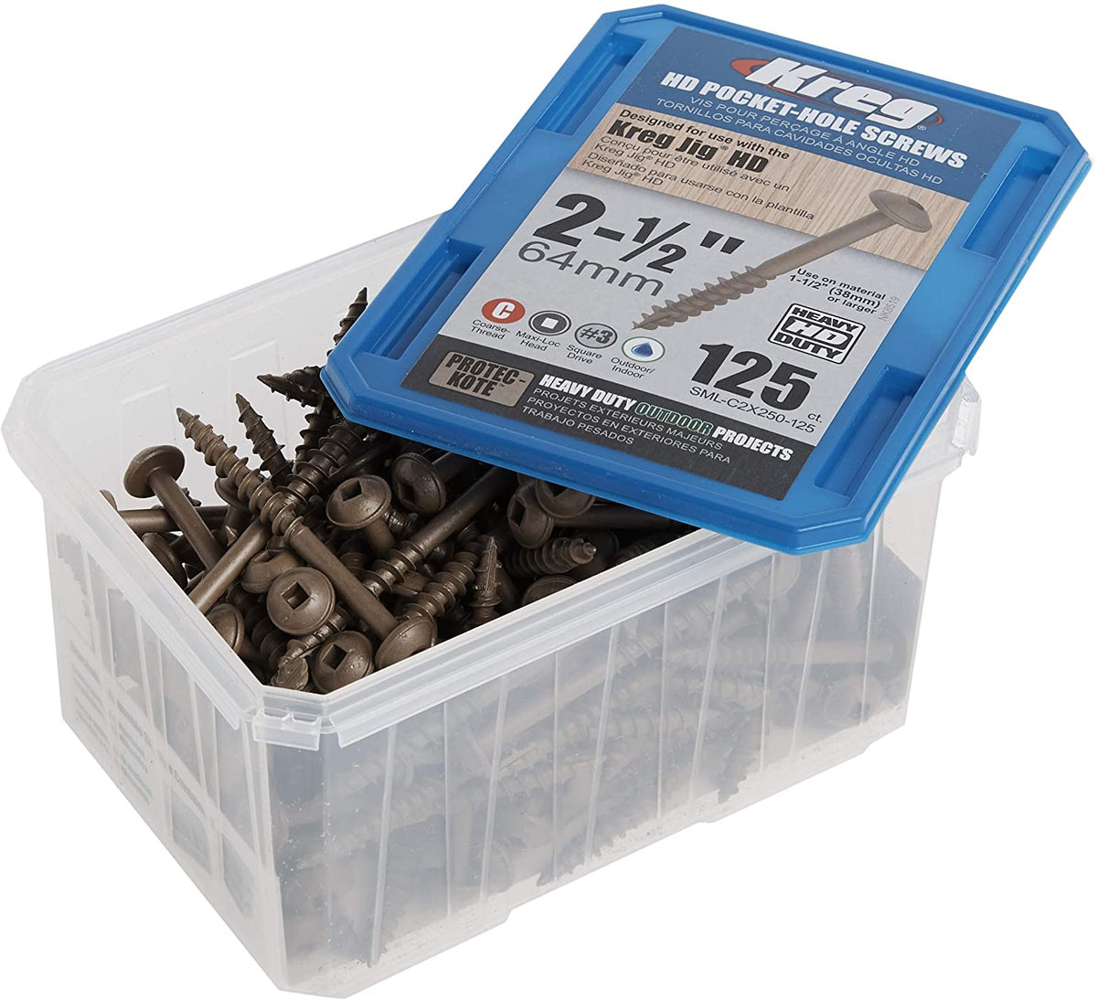 Kreg SML-C2X250-125 Jig Heavy Duty Pocket-Hole Screws, #14 x 2-1/2", 125-Count