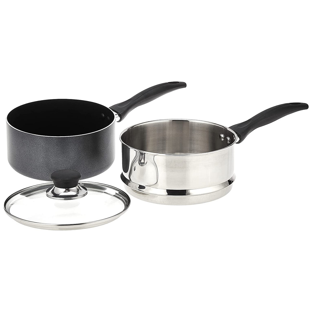 American Kitchen 3qt Covered Saucepan w/ Double Boiler Insert