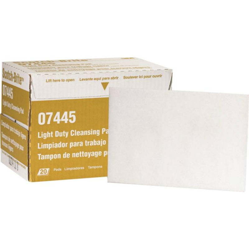 Scotch-Brite 7445 Light Duty Cleaning Pad, White, 6" x 9"