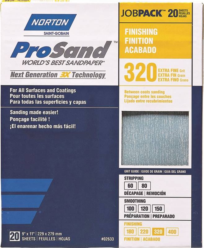 Norton 02633 3X High Performance Sanding Sheet, 320-Grit