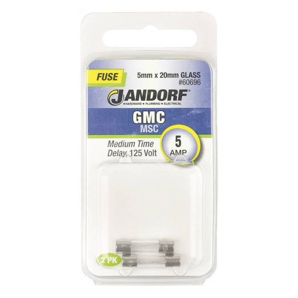 Jandorf 60696 GMC Medium Time Delay Glass Tube Fuse, 5 Amp, 125 Volt