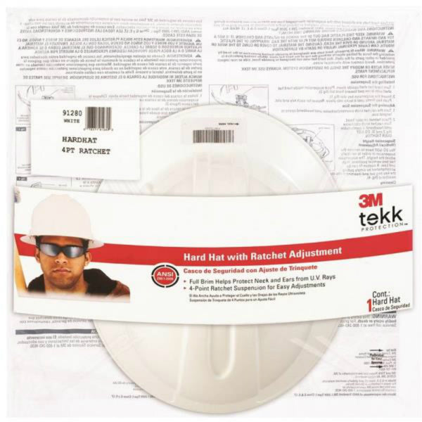 3M 91280-80025T Tekk Full Brim Hard Hat with Ratchet, White