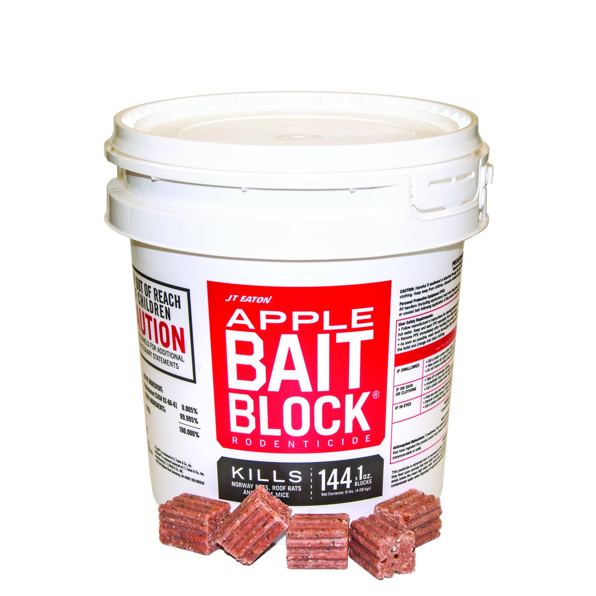 JT Eaton 709AP Apple Flavor Bait Block Rodenticide, For Mice and Rats, 9 Lb
