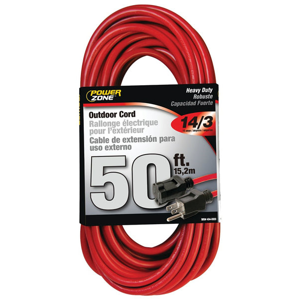 Power Zone OR514730/506730 Heavy Duty Outdoor Extension Cord, Red, 14/3, 50'