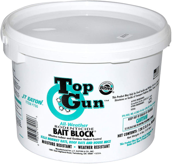 JT Eaton 750 Top Gun Bait Block Rodenticide, 4 Lb