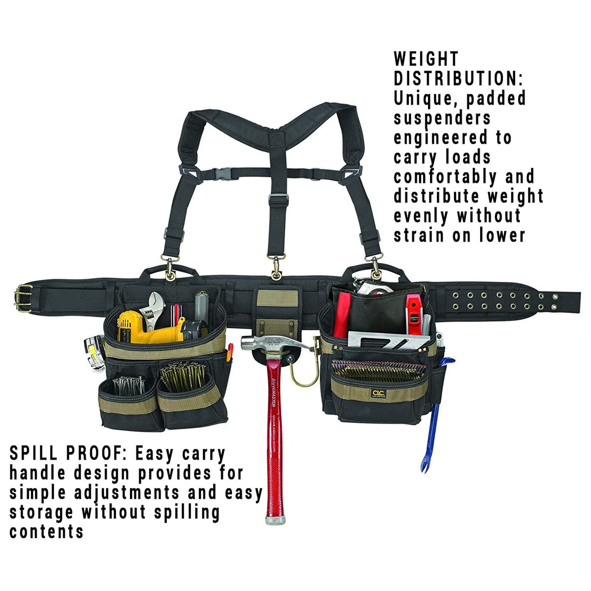 CLC 6714 Framer's 5-Piece Combo Rig Heavy Duty Polyester Tool Belt, 31-Pocket