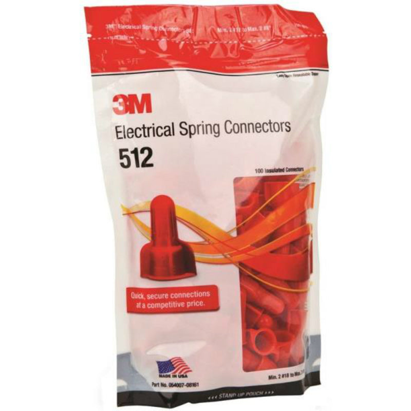 3M SGR Electrical Spring Connector, Red, 100 per Bag